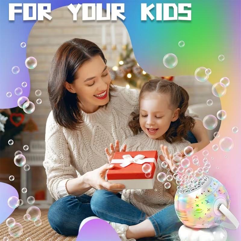 7 Color LED Light Rechargeable Bubble Machine, 20oz (600ml) Large Capacity Atmosphere Light, Automatic Bubble Blower, Perfect for Parties, Boys & Girls Birthday Holiday Gifts
