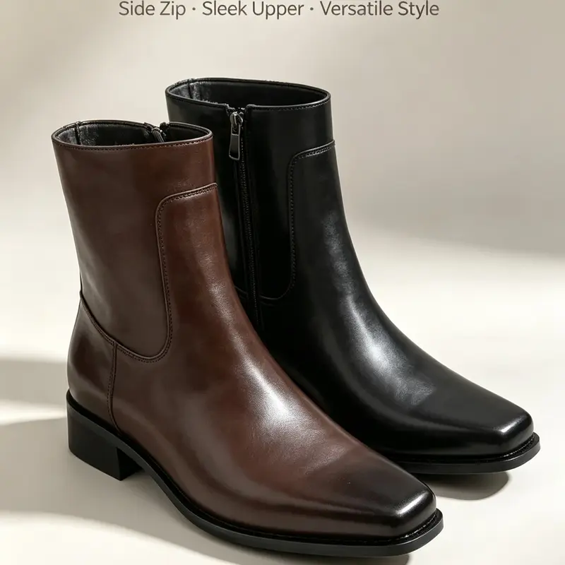 Men's Chelsea Boots, Mid-Calf PU Leather, Pointed Toe, Casual Fall&winter, Breathable, Elastic Side Straps, &, Trendy, Breathable Durable Boots