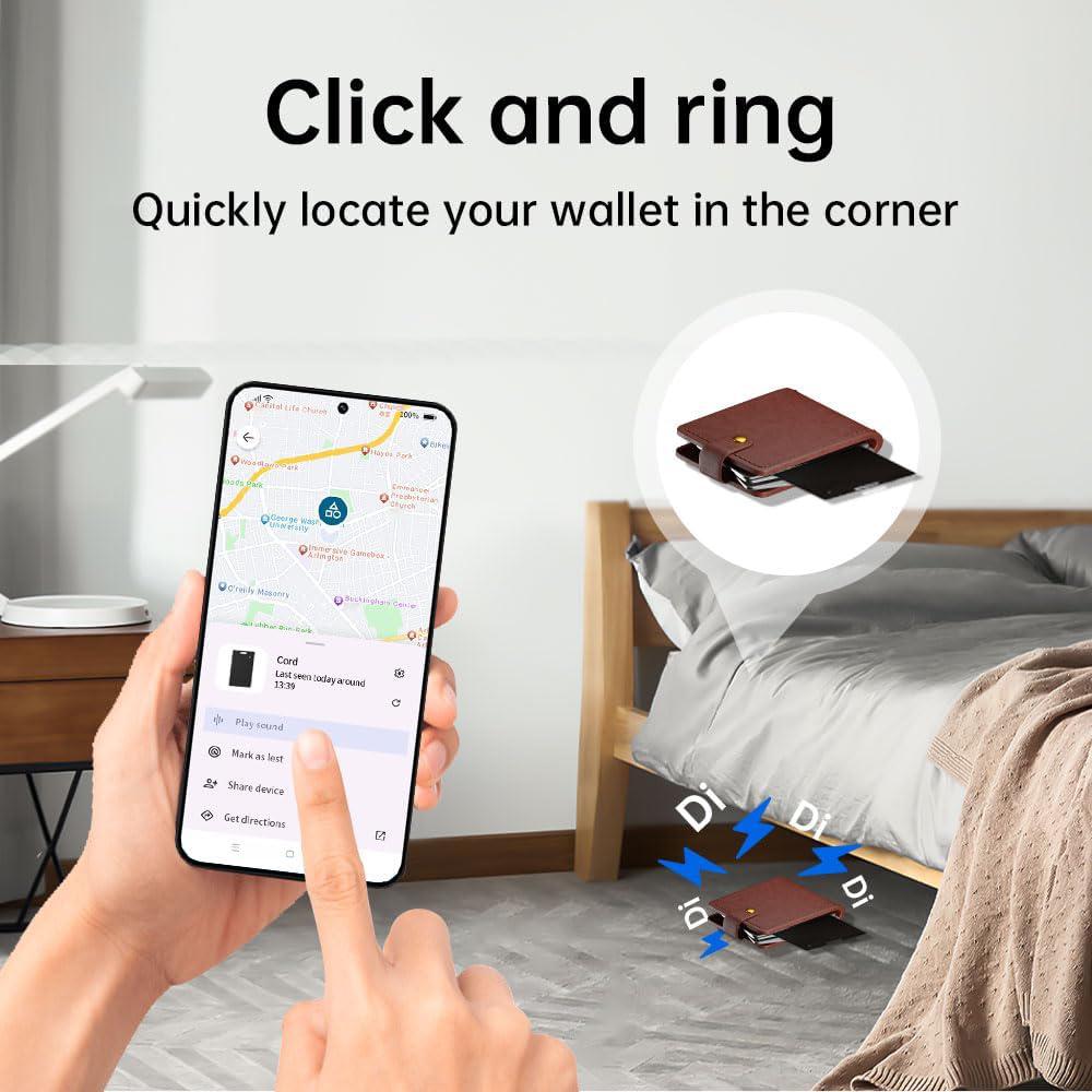 Google Certified Wallet Tracker for Android, Rechargeable BT-compatible Smart Locator, Compatible with Find HUB, for Passport Bag Wallet Luggage