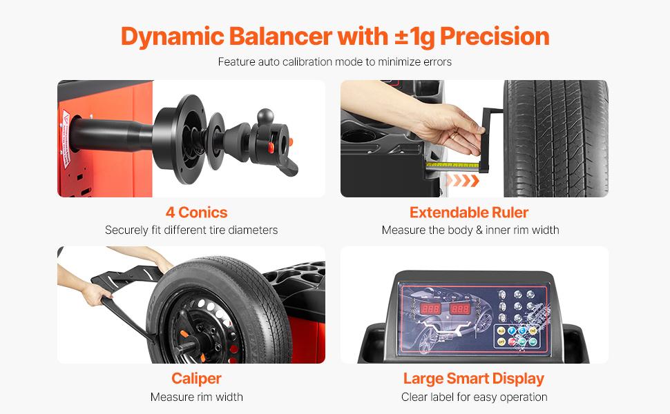 VEVOR Electric Tire Changer, 18 Spindle, Durable Tire Changer Tire Balancer with 1.5 HP Motor, Accurate Tire Changer Tire Balancer with Auto Calibration Mode, FIt for Sedans/SUVs/Pickup Trucks