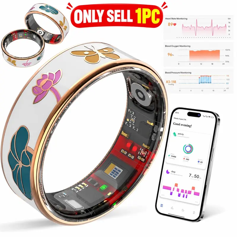 Multi-Functional Smart Ring, IP6 Waterproof, Tracks Fitness Data, Syncs with App, Remote Photo Control, Fashionable Design, Unisex Wearable Fitness Tracker, Fitness Wearable Devices