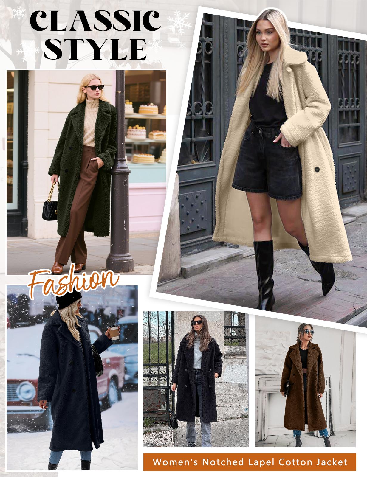 UMIPUBO Women's Fleece Winter Coat Fuzzy Lapel Open Front Long Cardigan Jackets Fluffy Faux Fur Warm Fashions Outwear