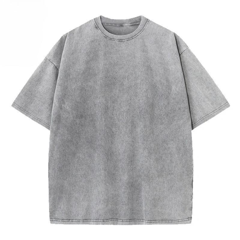 Men's 3-Pack Streetwear Cotton Short-Sleeve Tees - Plain Round Neck, Oversized Washed Retro, Unisex Hip Hop Harajuku Casual Summer Regular Fit Tops