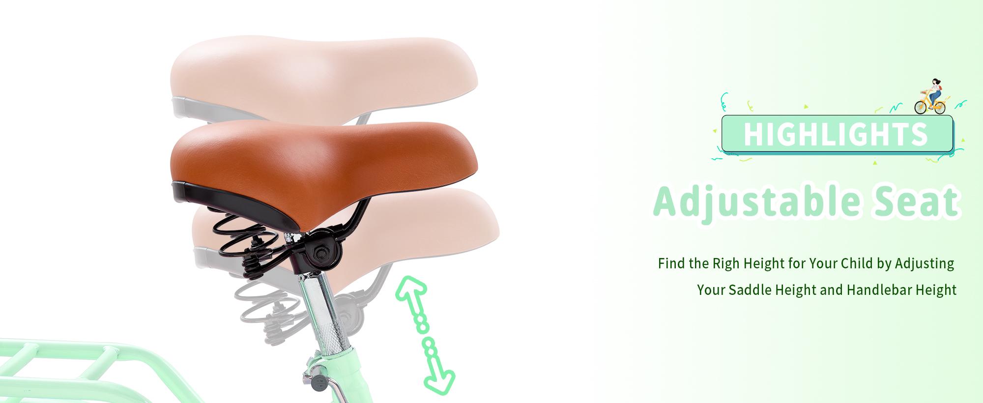 Kids Bike, Retro Cruiser Bike for Girls, 20 24 Inch 7-Speed Kids Bicycles for Ages 6-14 Girls Youth with Rattan Basket, Dual-Disc Brake Carbon Steel Frame Lightweight Bicycle, Multiple Colors