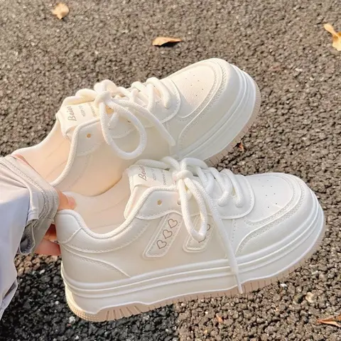 Women's New Casual Lace-Up Sneakers, Trainer, Autumn and Winter Outdoor Walking Shoes, Thick-Soled Height-Increasing Comfortable, Suitable for Daily Leisure and Commuting Outfits