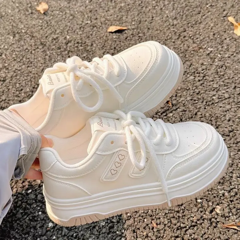 Women's New Casual Lace-Up Sneakers, Trainer, Autumn and Winter Outdoor Walking Shoes, Thick-Soled Height-Increasing Comfortable, Suitable for Daily Leisure and Commuting Outfits