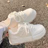 Women's New Casual Lace-Up Sneakers, Trainer, Autumn and Winter Outdoor Walking Shoes, Thick-Soled Height-Increasing Comfortable, Suitable for Daily Leisure and Commuting Outfits
