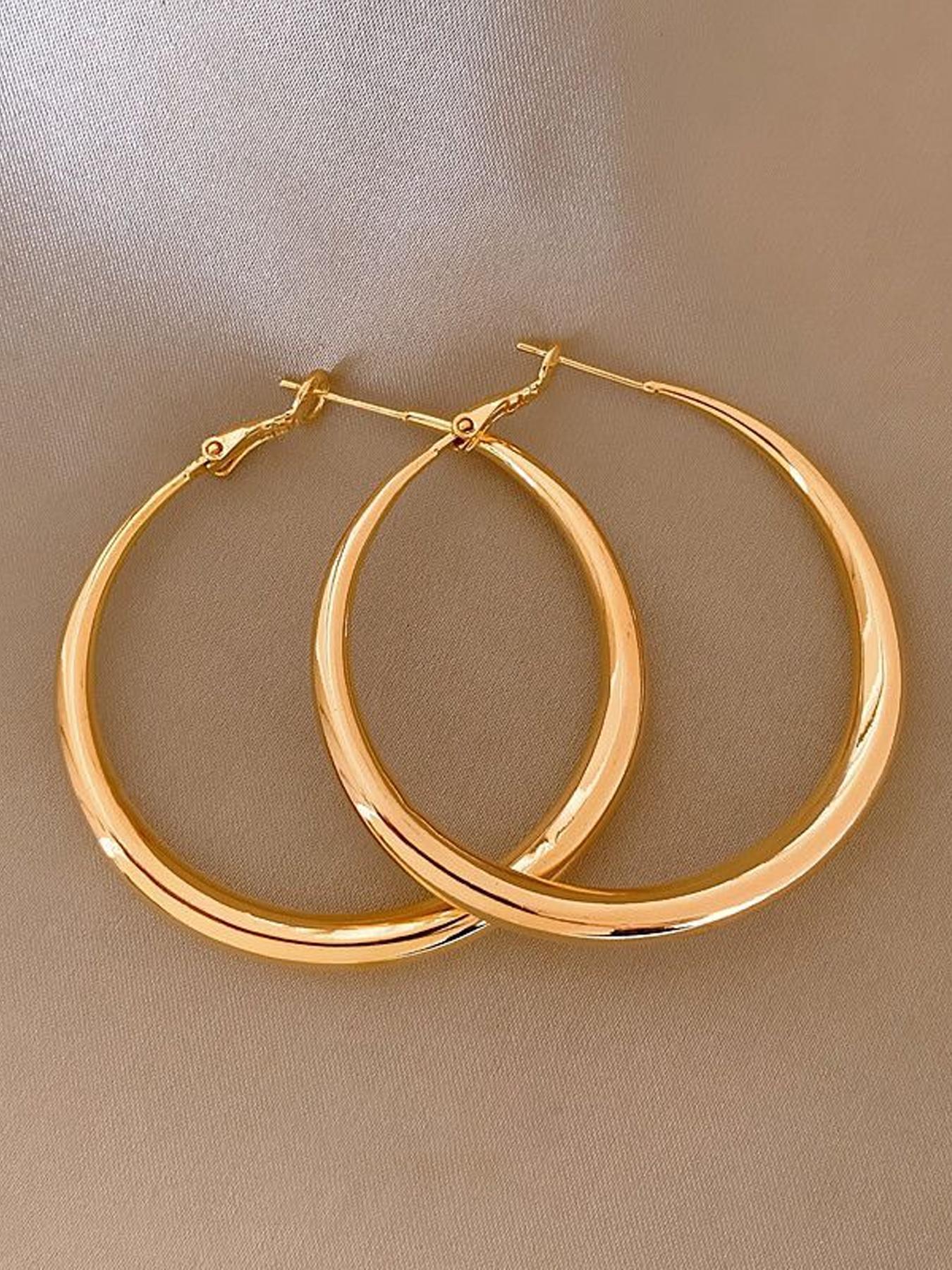 Elegant Large Circle Hoop Earrings for Women, Fashionable Daily Wear Party Accessories, Versatile Unique Design Jewelry, Circle Shape Earrings