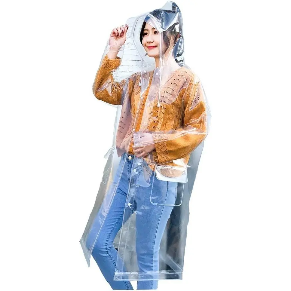 Super Transparent EVA Raincoat for Women - Fashion Waterproof Rain Poncho with Hood & DrawstringGift