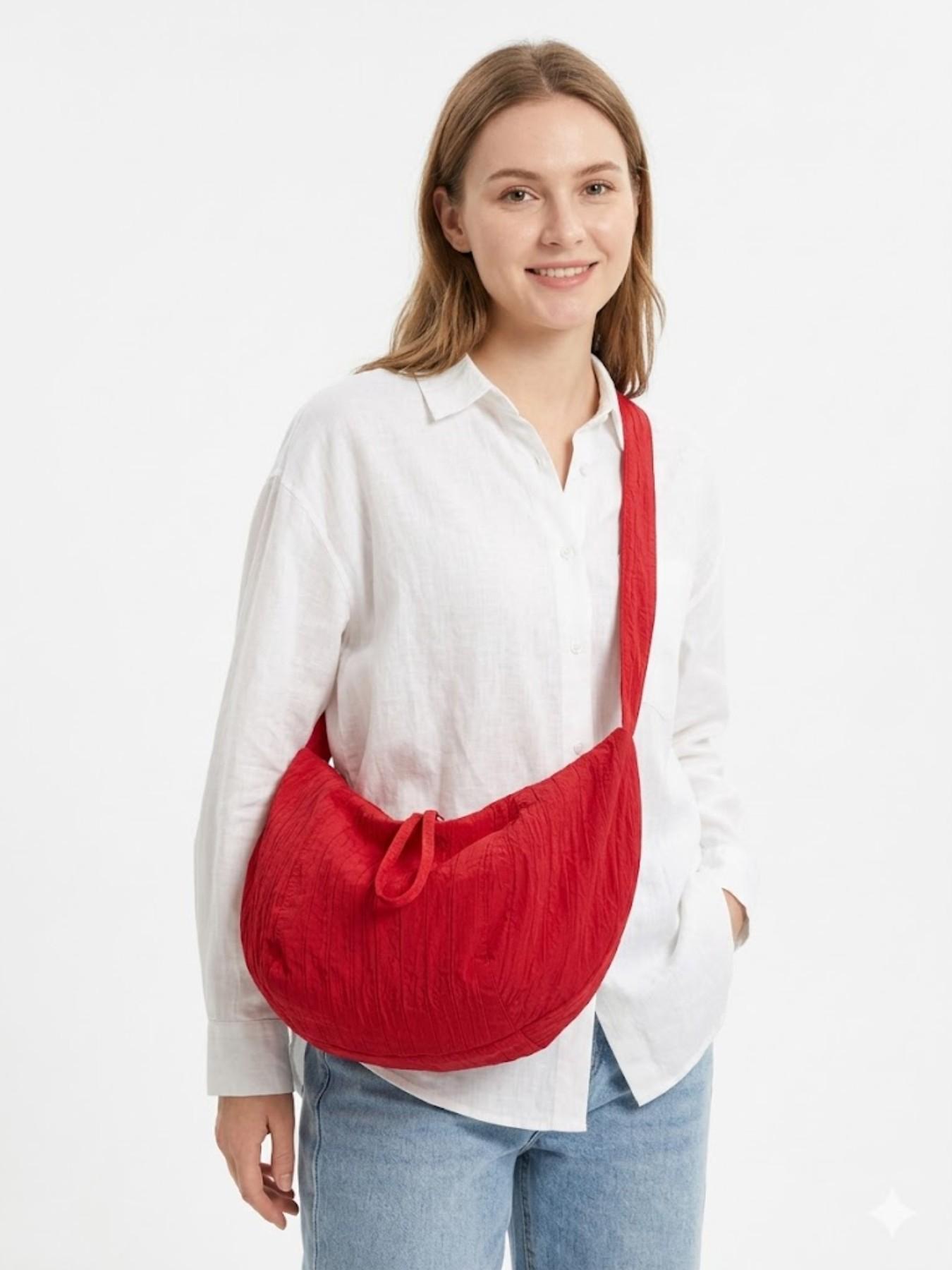 Women’s Crescent Hobo Bag, Large Capacity Shoulder Crossbody Bag, Ruched Cloud Underarm Purse, Casual Commuter Tote Handbag