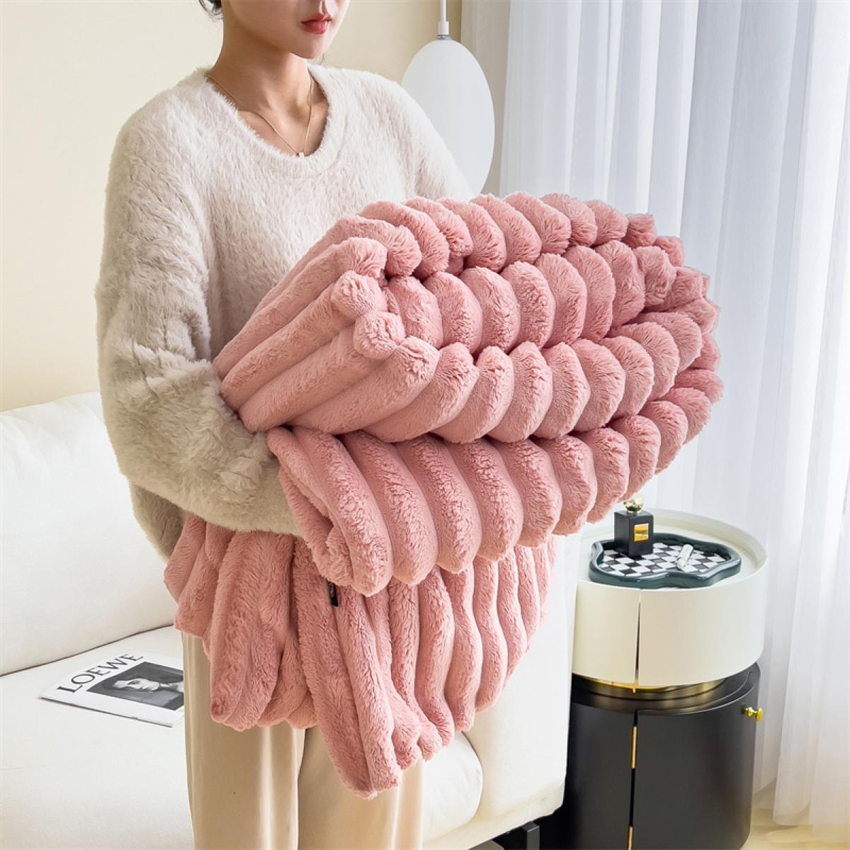 Faux Rabbit Fur Soft Fleece Blanket, Thick Warm Blanket, Soft Fluffy Blanket, Warm Bedroom Blanket, Warm & Cozy Throw Blanket, Versatile All-Season Gift for Home, Office & Travel, Available in Twin/Full/Queen/King Sizes