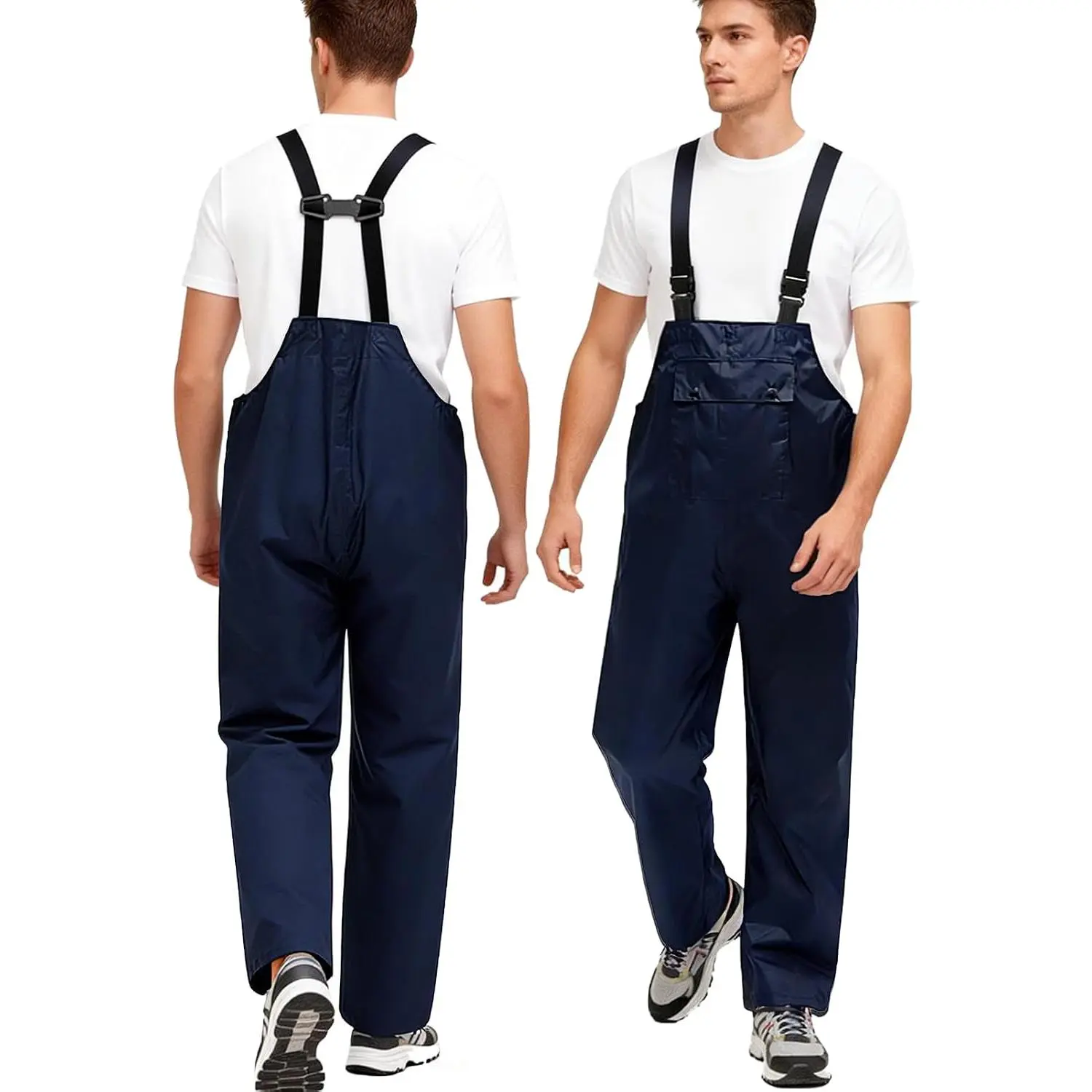 Men's Waterproof Polyester Bib Overalls - Adjustable, Quick Release, Front Vent, Lightweight Work Pants for Rain Weather Fishing