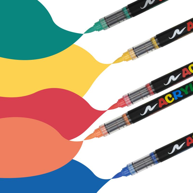 Acrylic Paint Markers, Soft Brush Tip Acrylic Paint Pens, Quick-Drying Waterproof Ink, for Rock Painting Plastic Wood Canvas Glass Ceramic Metal Art Crafts Supplies Artist Supplies Christmas Gift