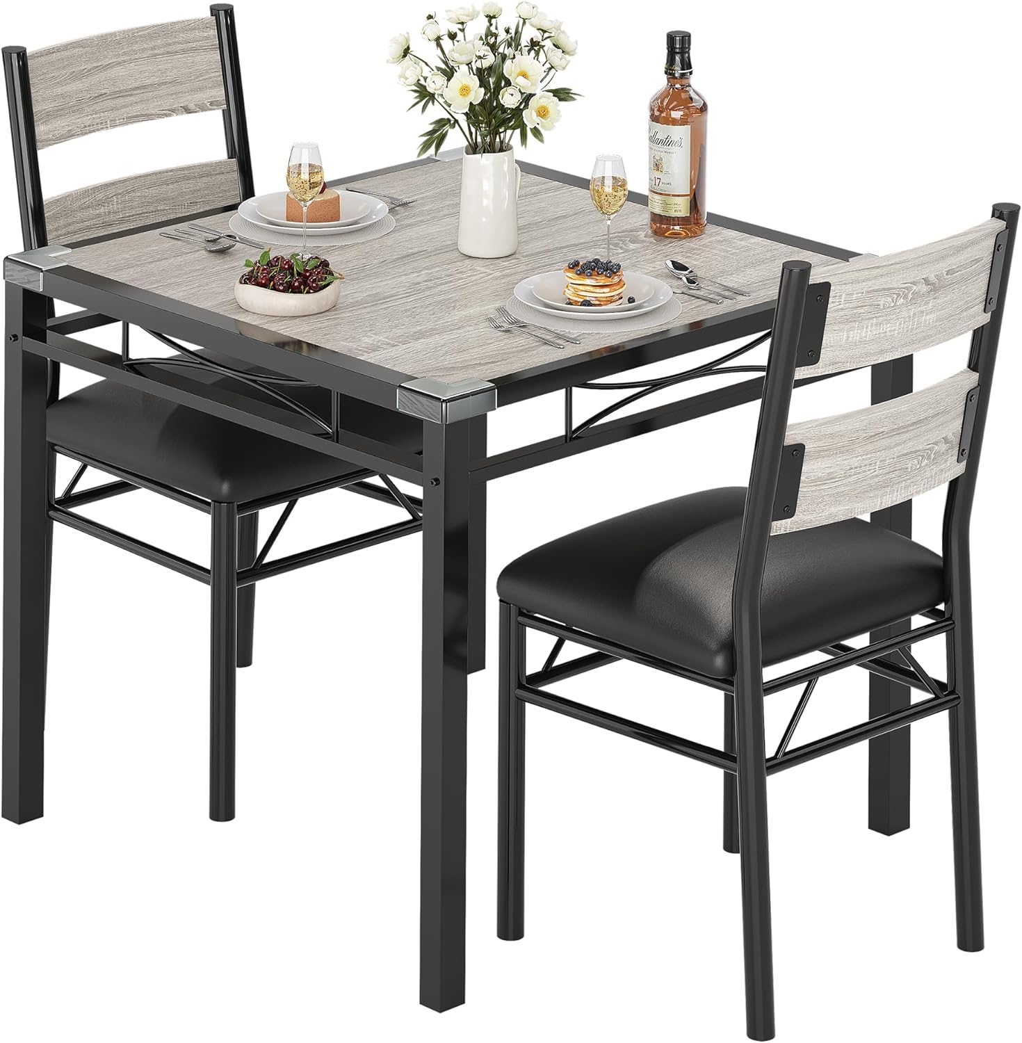 Dining Table Set for 4/2, Dining Room Table Set for 4/2 with Upholstered Chairs, Wood Kitchen Table Chairs Set of 4/2 with Corner Protector for Small Space, Kitchen, Apartment, Dining Table Set for 4/2, Dining Room Table Set for 4/2 with Upholstered Chairs, Wood Kitchen Table Chairs Set of 4/2 with Corner Protector for Small Space, Kitchen, Apartment,