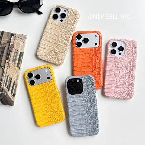 Fashion Light-Color Imitation Leather Crocodile Skin Half-Wrapped Protective Case Cover Case For iPhone 18 17 16 15 14 Pro Max