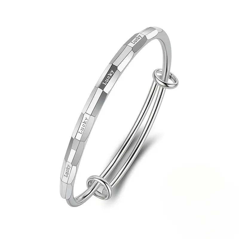 A versatile S925 sterling silver "lucky" adjustable bracelet, perfect for Valentine's Day or birthday gifts for your boyfriend, and also suitable for everyday wear.