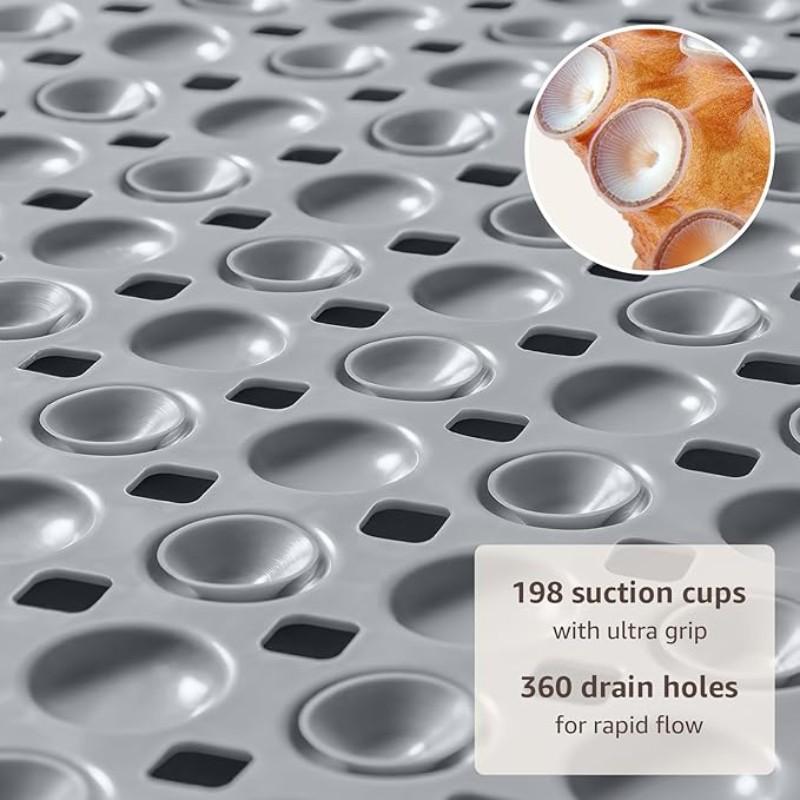 PVC Magnetic Bath Mat 37x68cm, Durable Non-Slip, Square Drain Holes, Ideal for Shower, Bathroom, Bathtub, Hotel, Home Decor