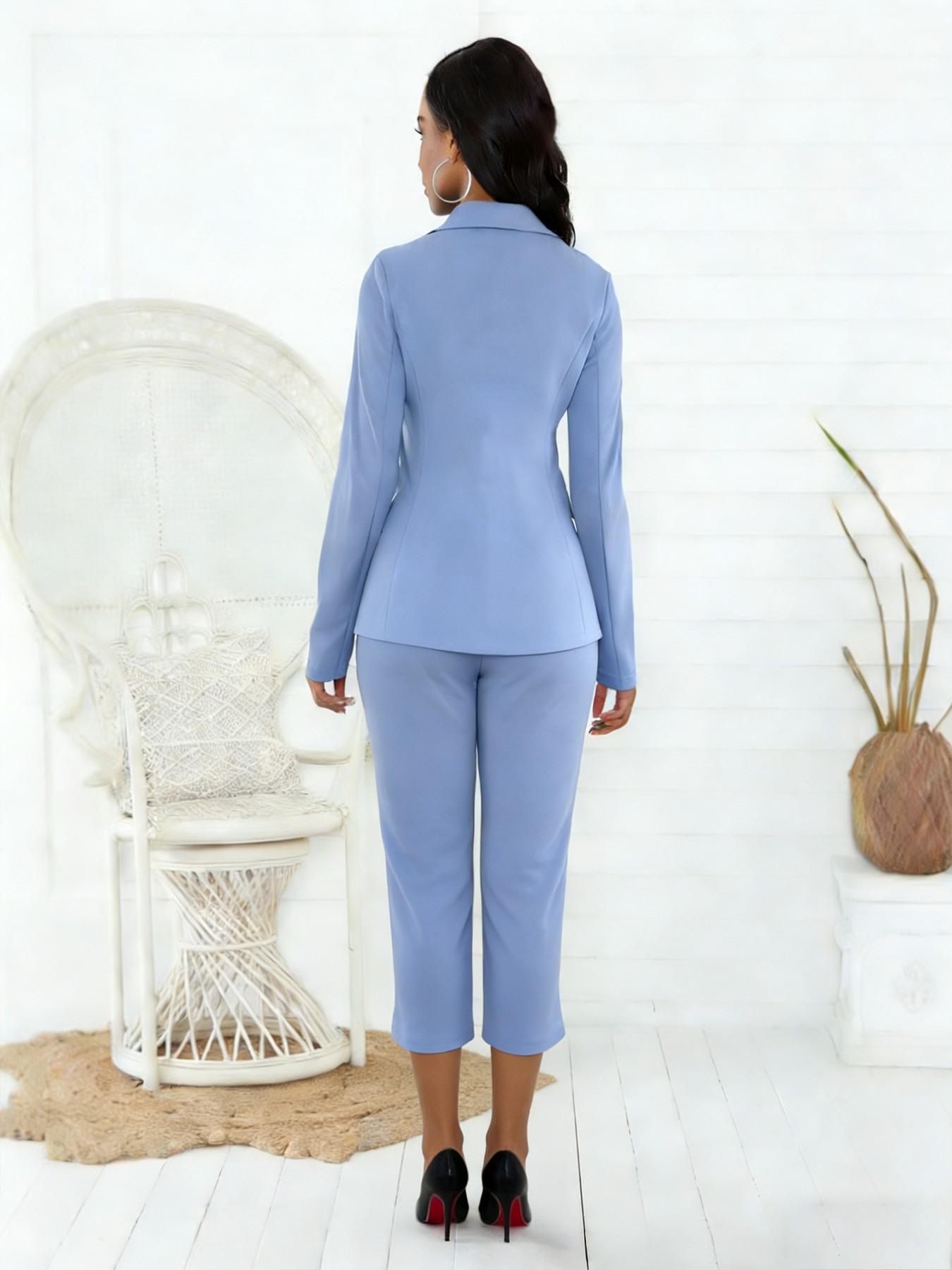 Women's Business Style New Arrival 2-Piece Set Casual Elegant Fashion Long Sleeve Blazer & Seven-Quarter Pants Suit M2631