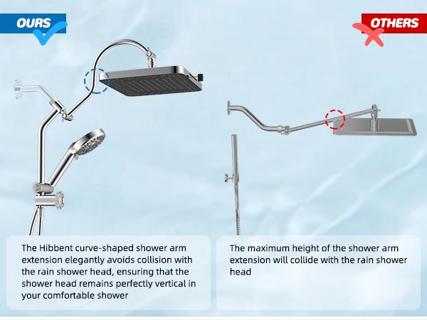 Hibbent Upgraded 5-spray 13'' Shower Head for Easy Reach, High Pressure Rainfall Showerhead Combo with 10-mode Handheld Spray, cUPC Certified ,12'' Extension Arm, 4-way Diverter, 71'' Hose, Showerhead Holder, Chrome Hibbent Upgraded 5-spray 13'' Shower Head for Easy Reach, High Pressure Rainfall Showerhead Combo with 10-mode Handheld Spray, cUPC Certified ,12'' Extension Arm, 4-way Diverter, 71'' Hose, Showerhead Holder, Chrome