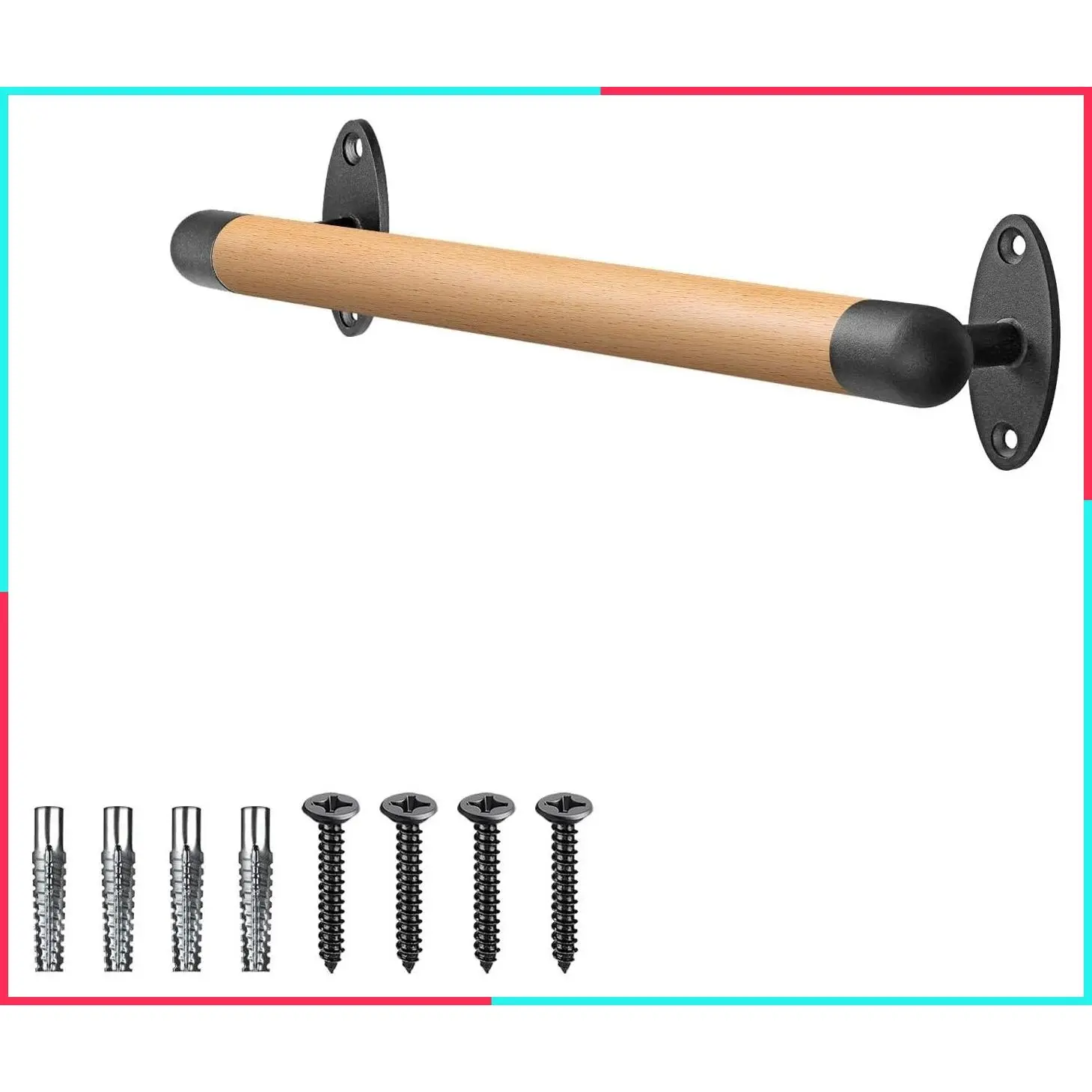 16 Inch Wood Handrail for Indoor Stairs, Wall Mount Handrail