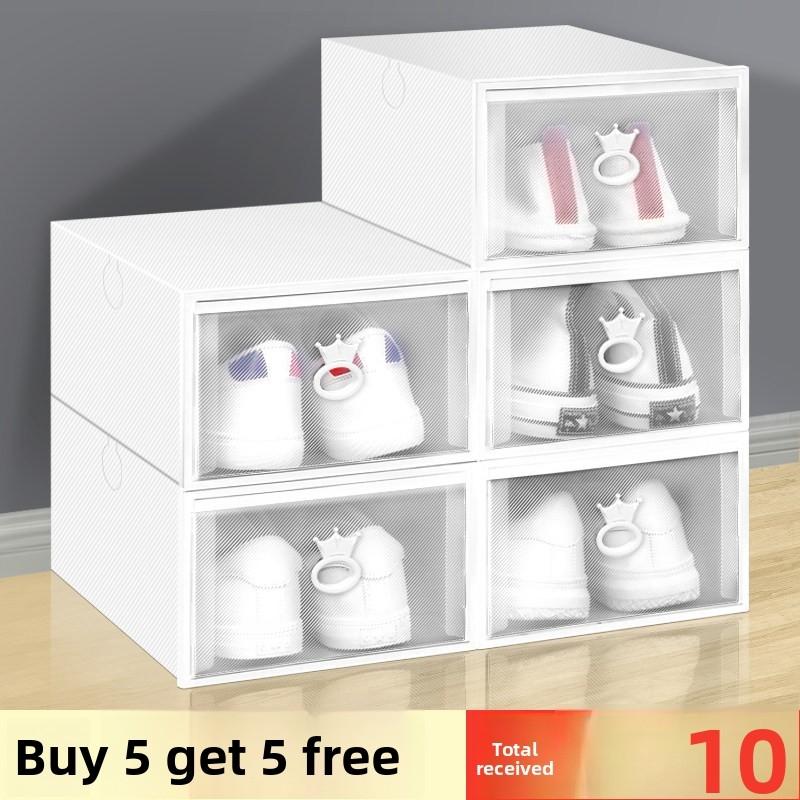 2026 10/20 piece large-capacity transparent shoe box stackable shoe rack, crown handle dustproof and antioxidant, space-saving vertical design, suitable for family dormitories, suitable for sports shoes and boots
