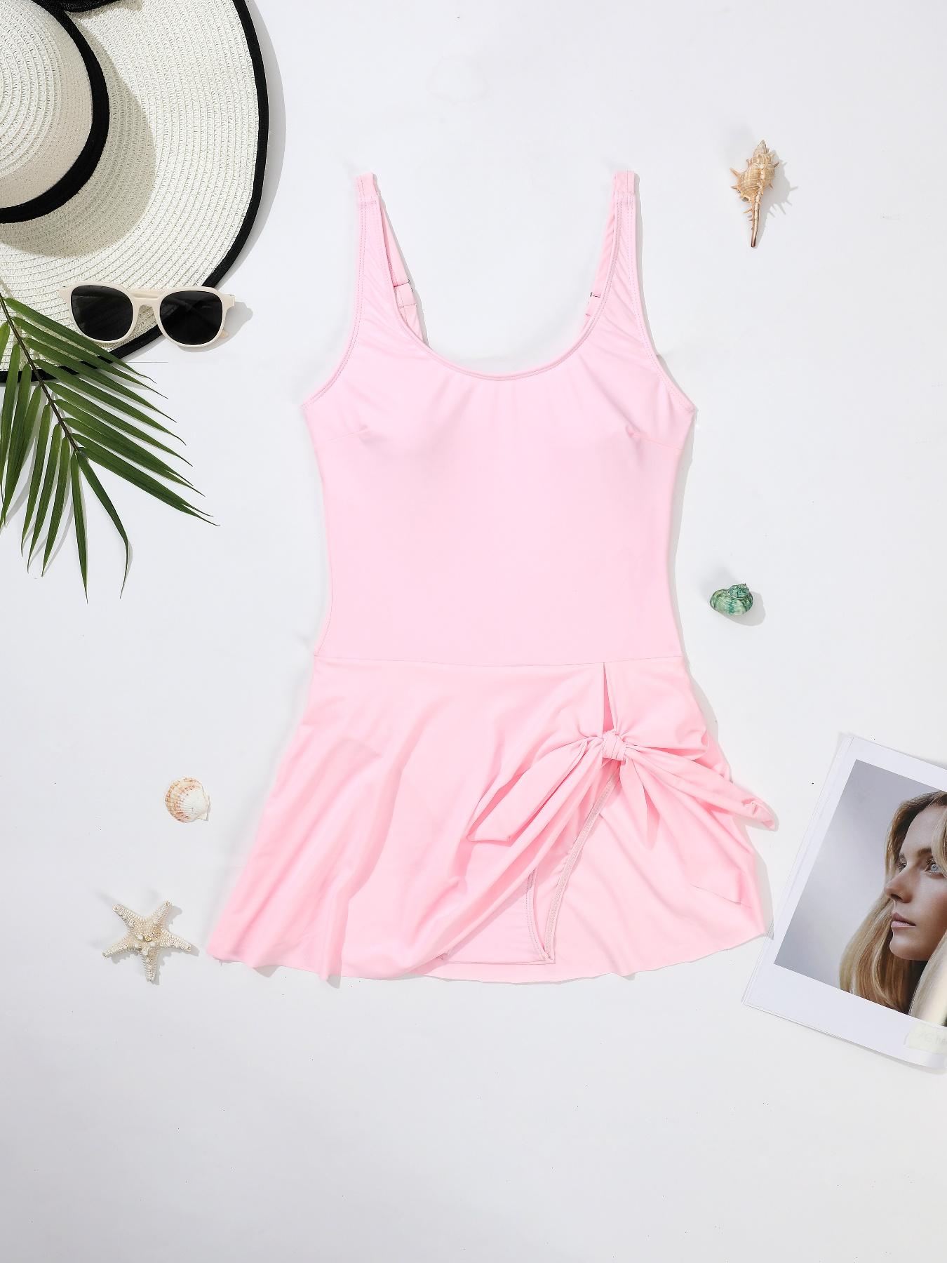 Women's Solid / All Over Print One-piece Swimsuit, One-piece Swimwear, Ladies Summer Swimsuit for Beach Pool, Swimwear Bathing Suit, Trendy Monokini Swimsuit