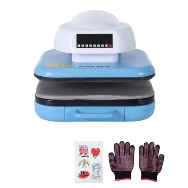 GARVEE Electric Heat Press Machine - Blue White Large Capacity Heat Transfer Machine for t Shirts, Professional Sublimation Heat Press for HTV Vinyl and DIY Craft Projects