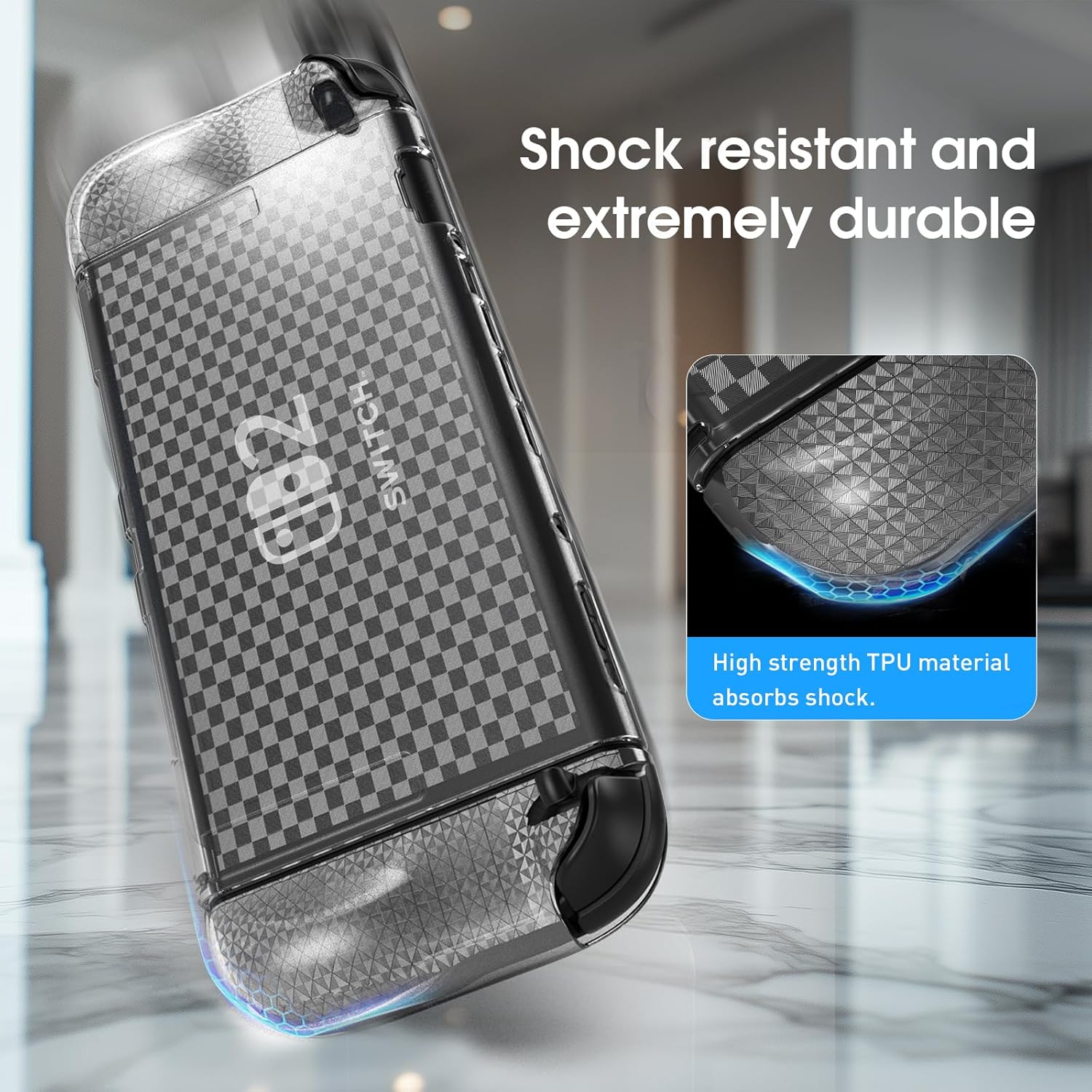 【Mid-year promotion】【Switch 2】 Case for Nintendo Switch 2(2025), Switch 2 TPU Cover, Protector Case Cover for Switch 2 Accessories with 6 Thumb Caps and Screen Protector, Anti-Slip, Shock-Proof,Anti-Scratch