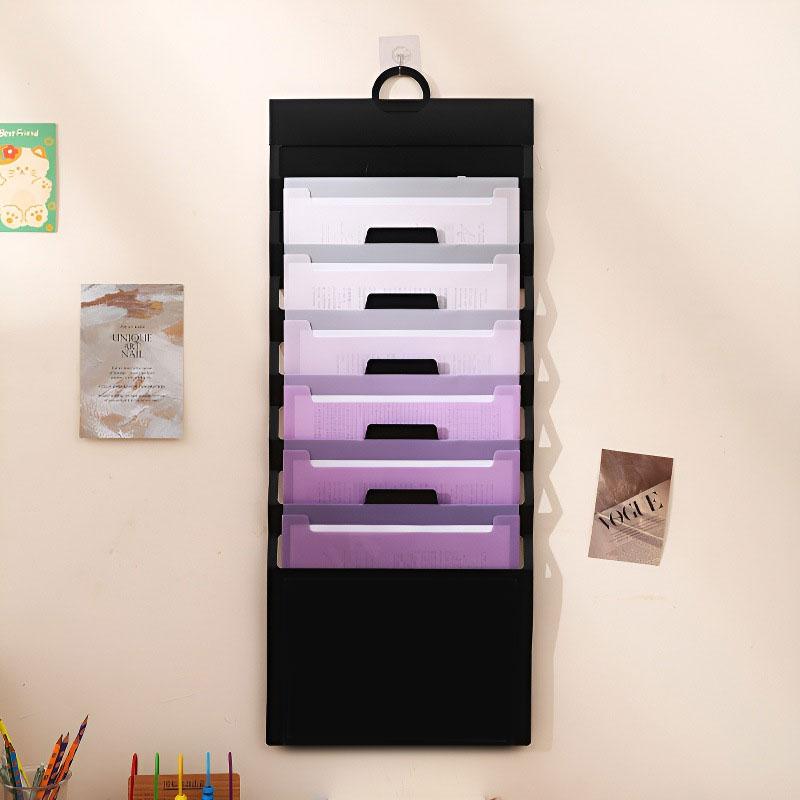 Portable Wall-Mounted File Organizer with 6 Pockets, Foldable and Waterproof PP Materials, Ideal for Office, Home, Classroom Storage, File Holder