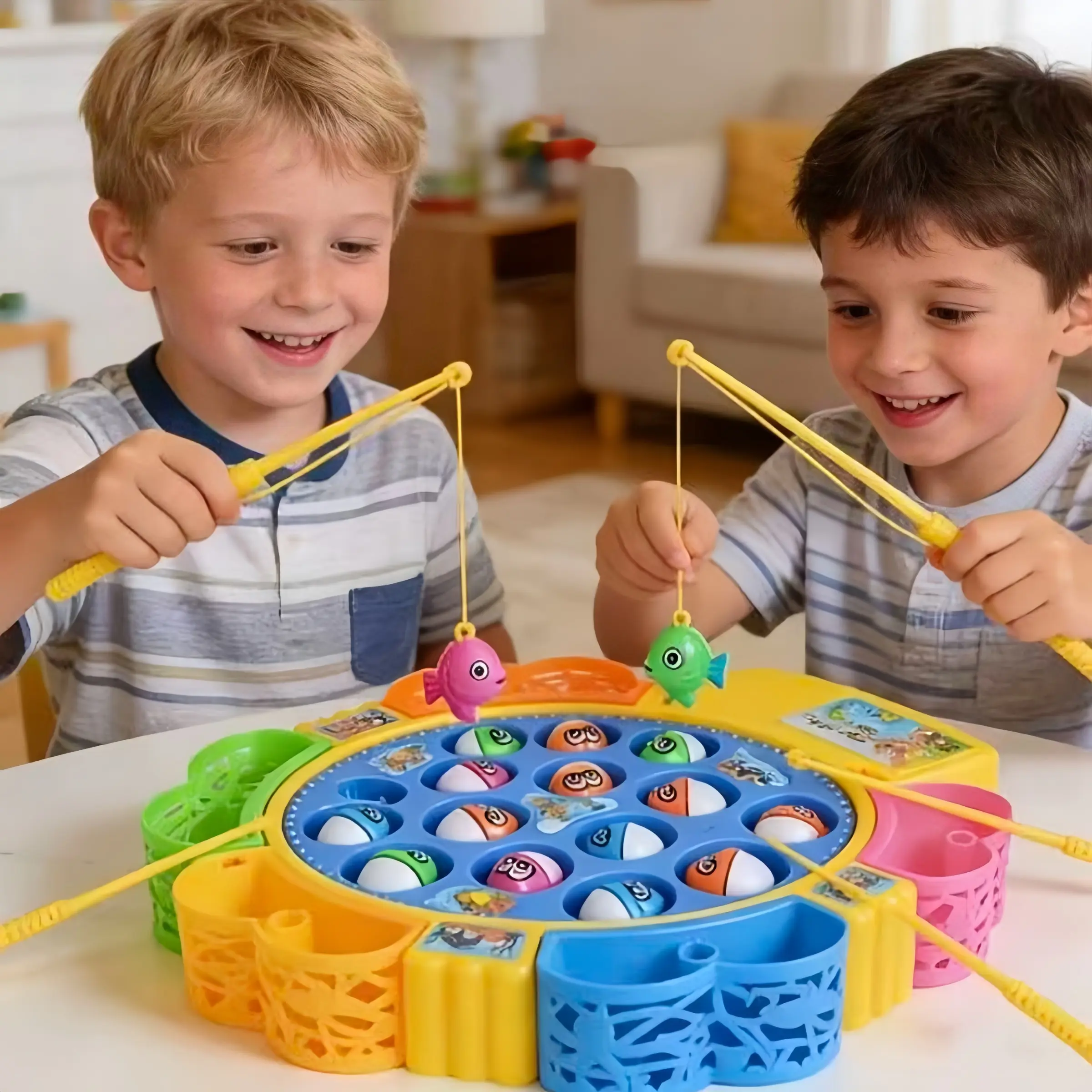 Electric Magnetic Fishing Toy, 360° Rotating Magnet Fish Game, Music Early Education, Hand-Eye Coordination, Toddler Pretend Play, Unisex Gift