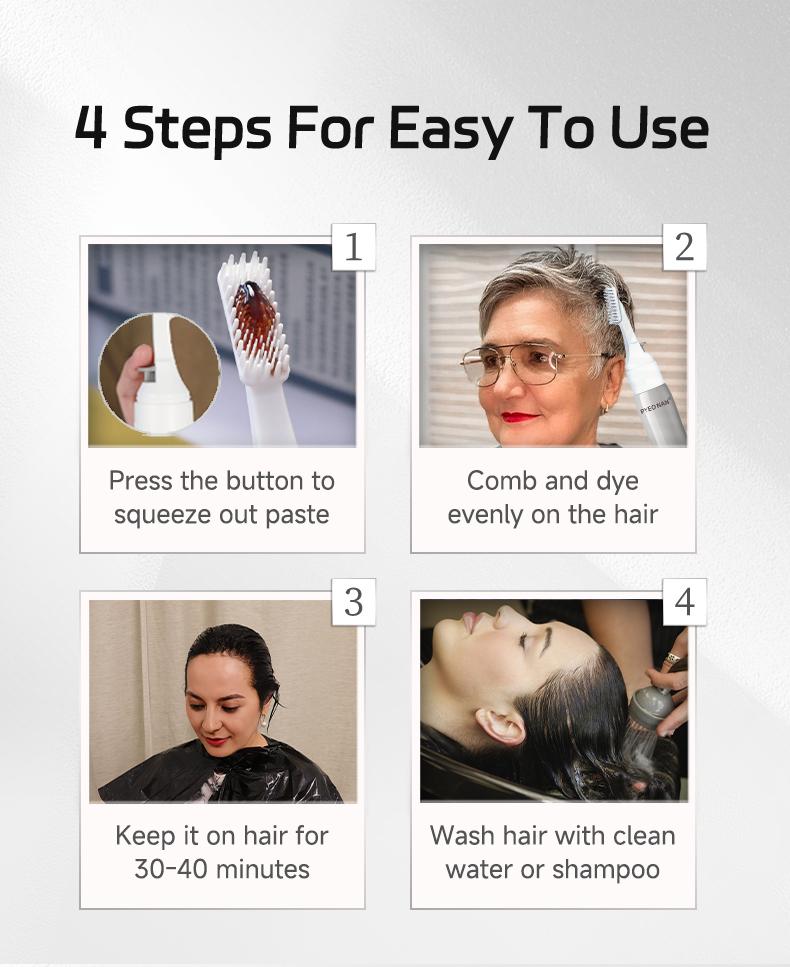 PYEONAN Unisex hair dye Cream, Herbal Extracts for Gray Hair, Touch-up & Full Coverage, No Blending Required, 2-in-1 for Gray Coverage and Hair Care, Transform Grays to Black or Dark Brown Naturally Hair color 2.8 Oz./80g Springtok Haircare  Woody Scent