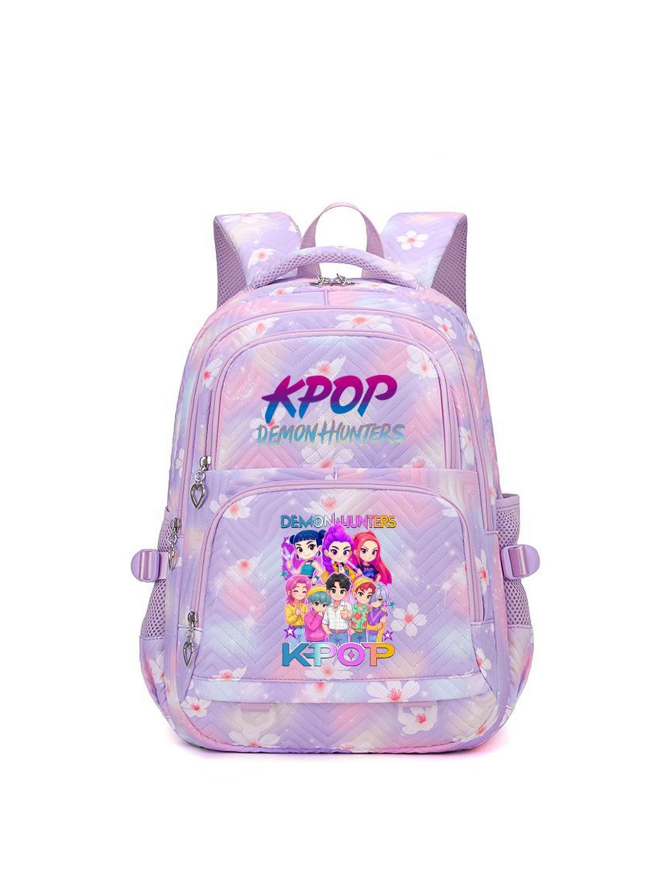 1pc  KPOP Witch Hunt printed backpack for women with zipper closure, fashionable and versatile casual trend, Cute Stylish Daypacks suitable for students to go to school, campus, work, travel, large capacity women's backpack