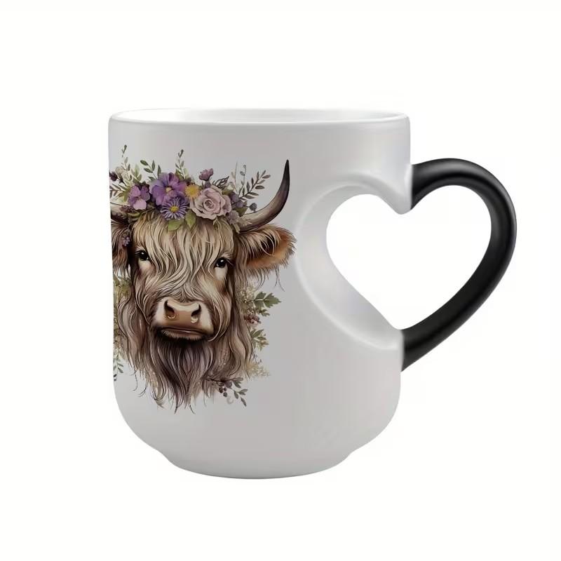 1pc Scottish Highland Cow Magical Mug with Heart-Shaped Handle & Scottish Cow Design - Funny Coffee Mug, Ceramic Tea/ Cup, Hand Wash Only, Reusable Gift for &, Birthdays, Cartoon Themed Gifts 11oz 1pc Scottish Highland Cow Magical Mug with Heart-Shaped Handle & Scottish Cow Design - Funny Coffee Mug, Ceramic Tea/ Cup, Hand Wash Only, Reusable Gift for &, Birthdays, Cartoon Themed Gifts 11oz