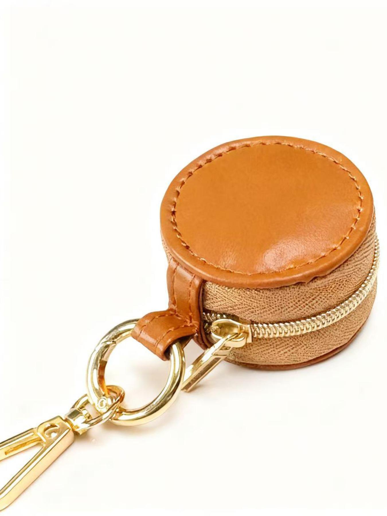 PU Leather Mini Jewelry Box Keychain, Portable Simple Accessory Holder, Travel Bag Pendant, Women's Earrings Rings Storage Case