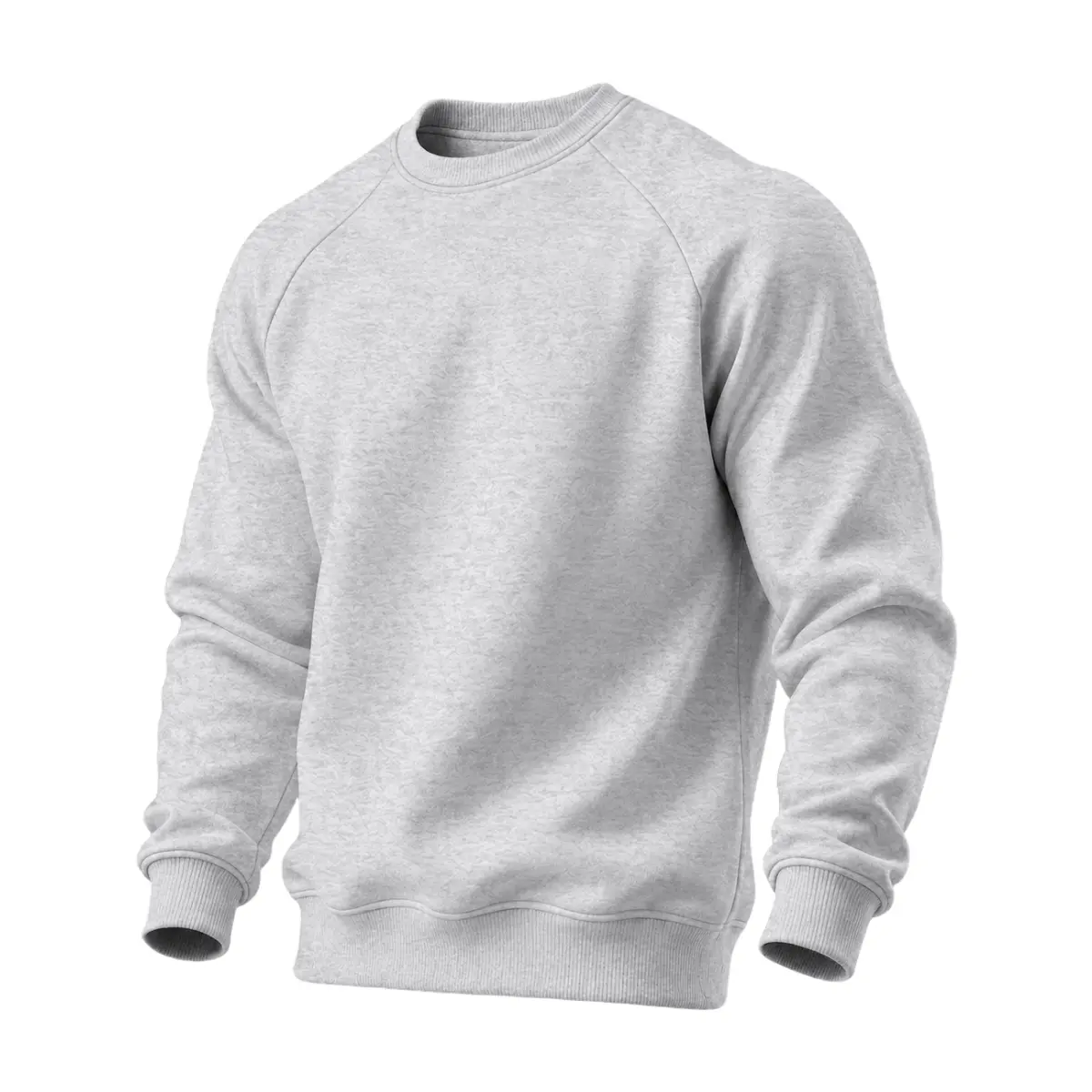 Men's Light Heather Gray Raglan-Sleeve Crewneck Sweatshirt - Relaxed-Fit Pullover with Ribbed Collar, Cuffs, Hem - Versatile Basic Top for Fall, Winter Daily Commute, Casual Wear wardrobe boyfriend gifts mens fashionable outerwear autumn sport