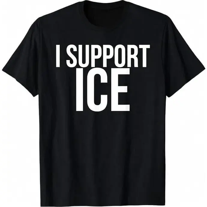 Men's Basic Knit Short-Sleeve Sporty T-Shirt - Pure Cotton, Unisex Fit, True Size, Breathable Fabric, Casual Classic, Cold/Machine Washable, All Seasons, I Support Ice Deportation Design, Chic, Everyday Wear for Anniversaries, Knitting