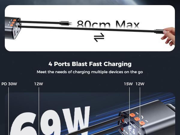 SUPERONE Bluetooth 5.3 Car Adapter with Retractable PD 30W & 12W USB Lightning Chargers FM Transmitter Radio Receiver Hands-Free Calling Music Player LED Display TikTokShopHolidayHaul USB Lightning Gift