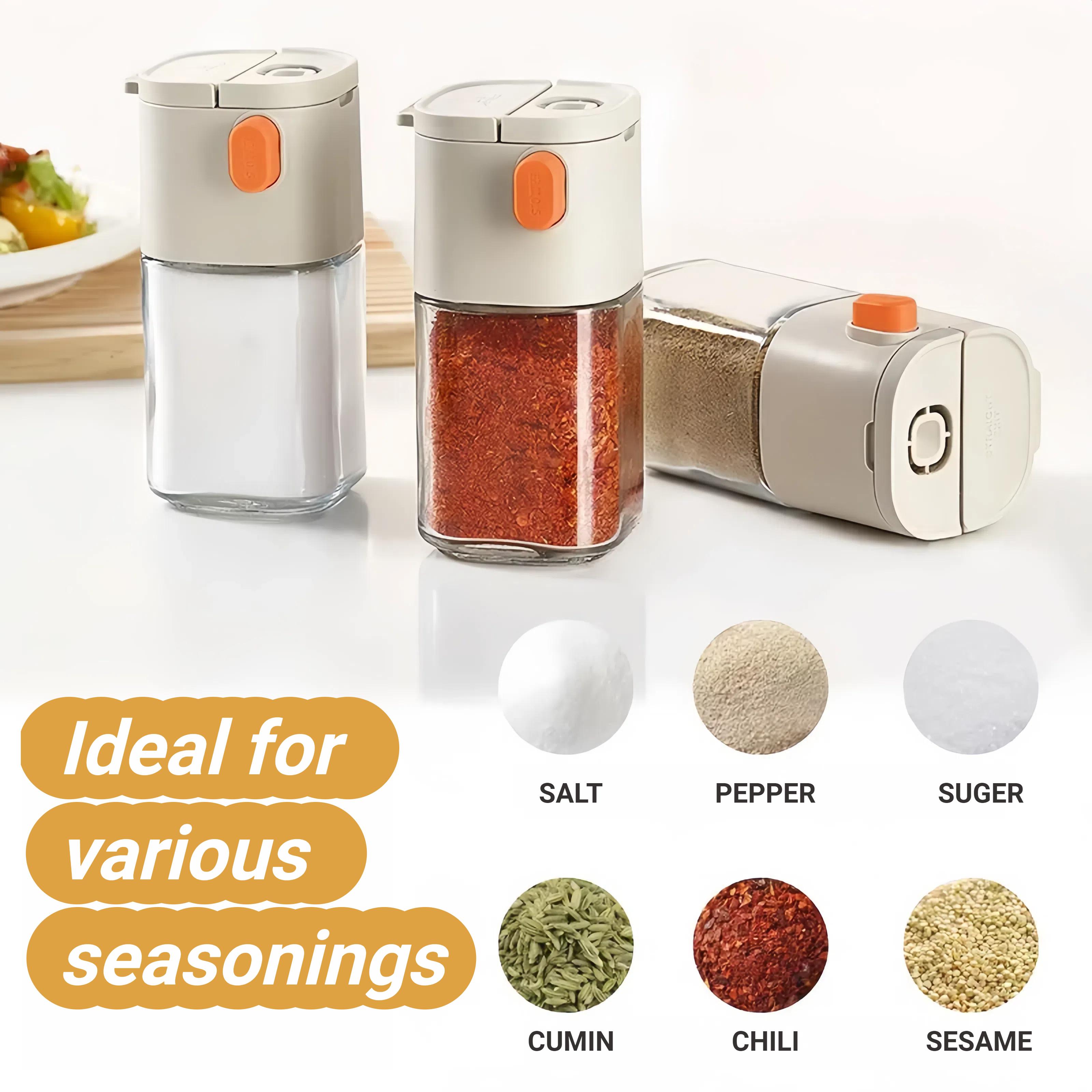Precision 0.5g Measuring Salt and Pepper Shakers - Dual Spout Design for Kitchen & Camping, Perfect for Seasoning Control Spice Dispenser Bottle Utensils Black, Versatile Use, Durable Convenience Food Easy To Clean saltshaker White