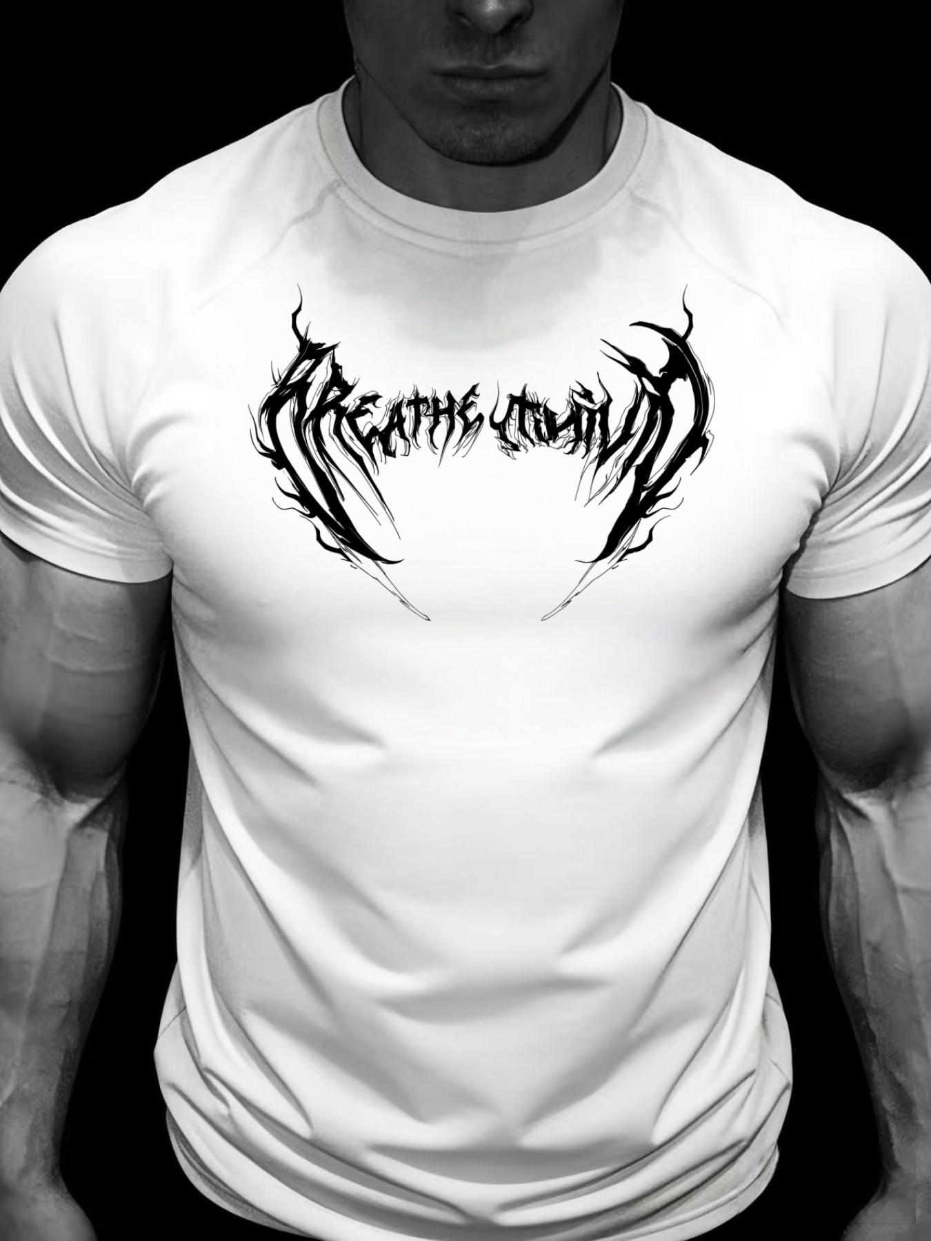 Men's Sporty Fitness T-Shirt, High Elasticity Quick-Dry Training Top, Ideal for Cycling and Workouts, Comfortable and Durable