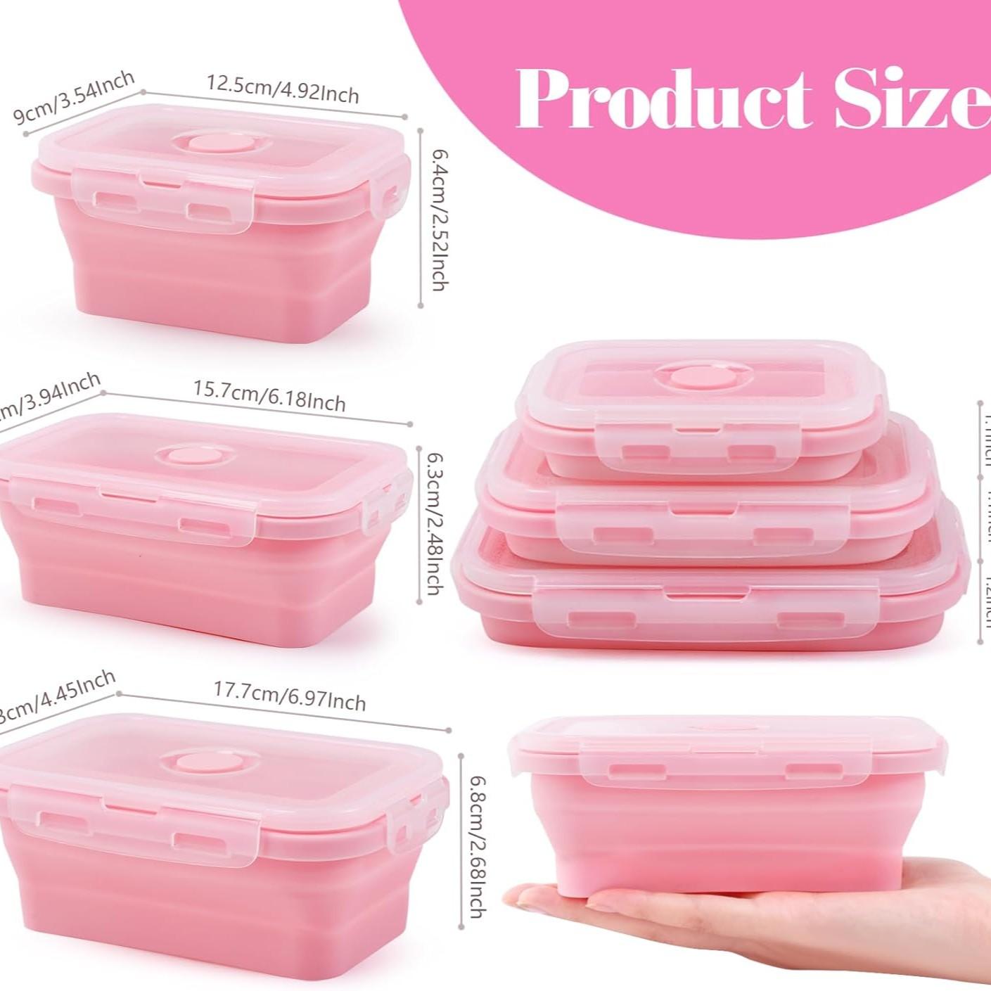Foldable Silicone Food Storage Containers, 3-Piece Set, 350ML, 500ML, 800ML, Ideal for Meal Prep, Camping, Travel