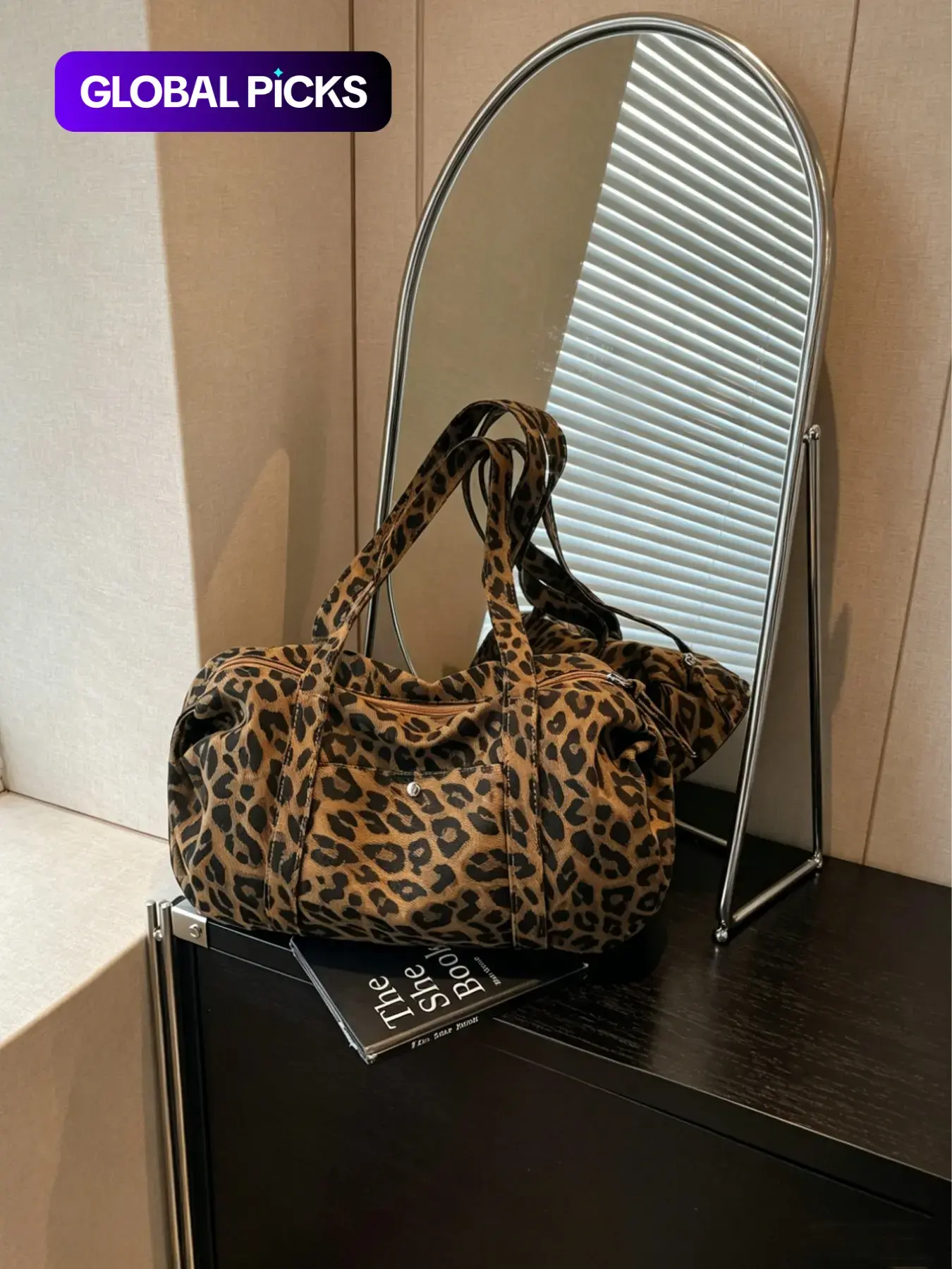 【Biack Friday】Medium Leopard Print Sports Bag, Durable Fabric, Urban Lifestyle, Subtle Print, Unique Design, Casual Style, Convenient Travel Bag