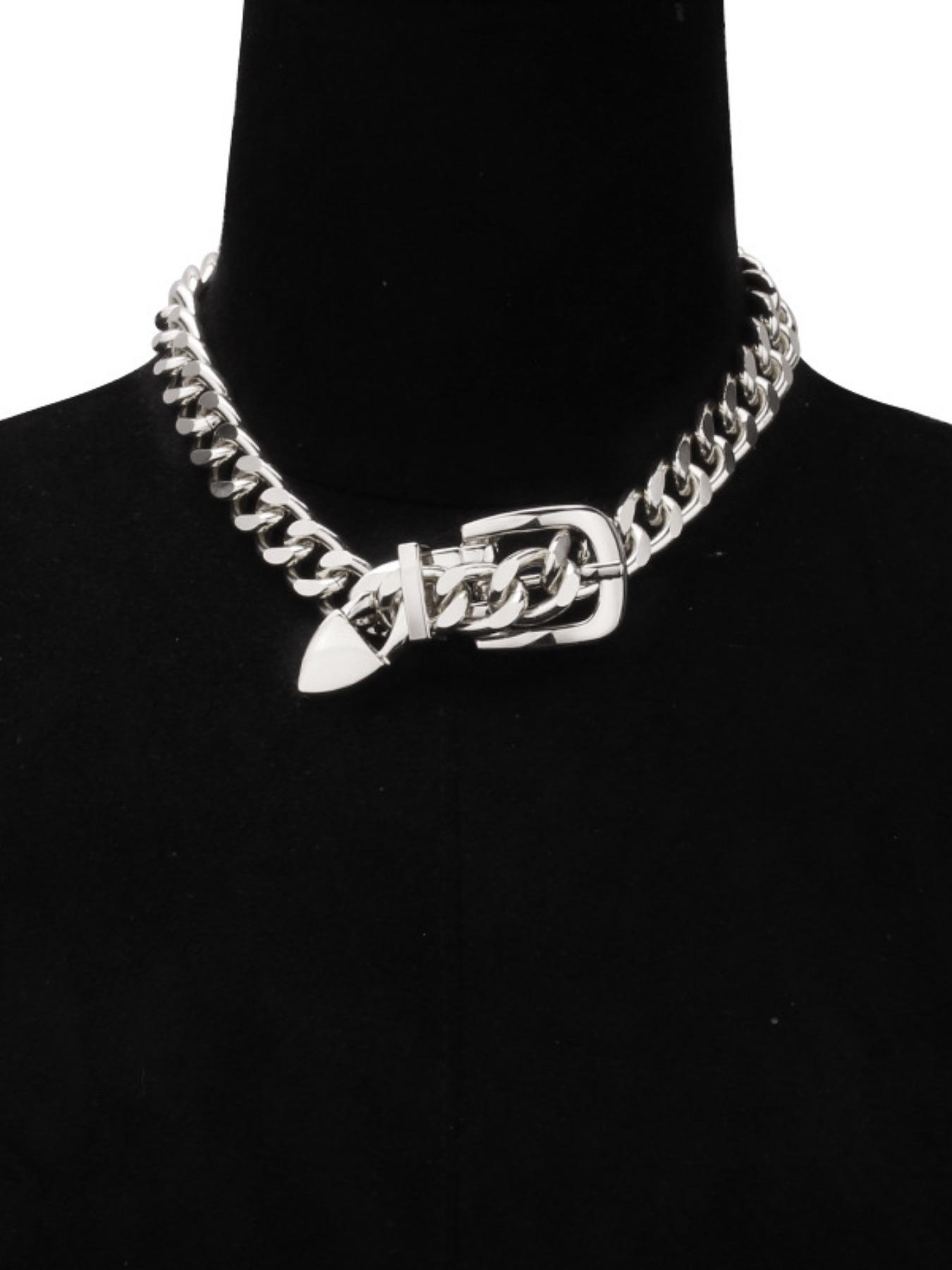 Punk Style Alloy Buckle Chain Necklace for Women, Party Street Fashion, Unique Clavicle Chain, Daily Wear Accessory, Trendy Neckpiece