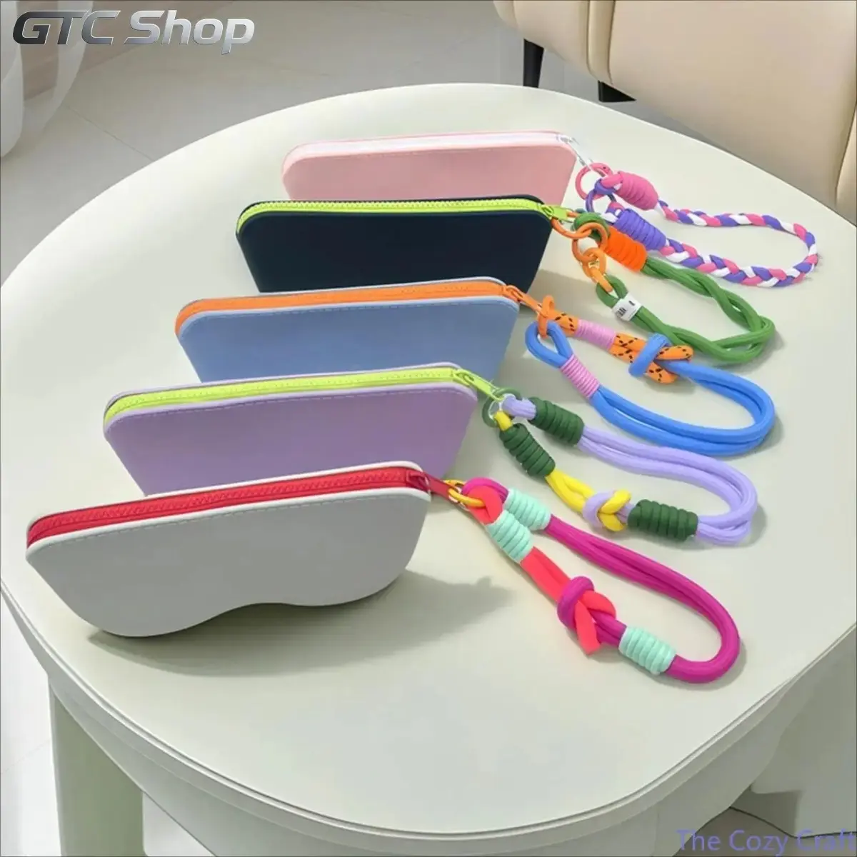 Unisex Dopamine Color Silicone Glasses Case with Detachable Wrist Strap, Animal Print Portable Pouch for Travel Daily Use, Sunglasses Storage Accessory