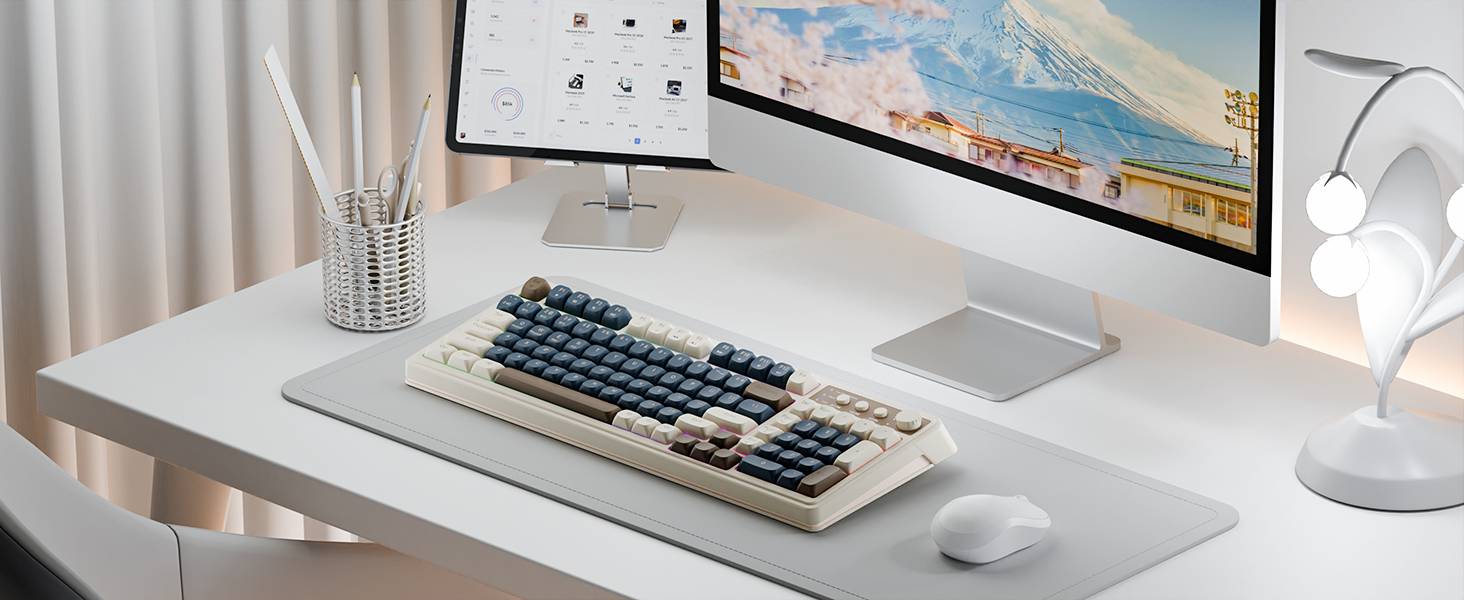 【TOP】AULA S99 Key Keyboard, Tri-Mode Bluetooth/2.4GHz/USB-C Cute Creamy Gaming Keyboard with Number Pad RGB Backlit, Media Knob Custom Mechanical Feel Computer Keyboard for MAC Xbox PC Gamer -Fixed Keycaps & Switches (Non-Replaceable) 【TOP】AULA S99 Key Keyboard, Tri-Mode Bluetooth/2.4GHz/USB-C Cute Creamy Gaming Keyboard with Number Pad RGB Backlit, Media Knob Custom Mechanical Feel Computer Keyboard for MAC Xbox PC Gamer -Fixed Keycaps & Switches (Non-Replaceable)