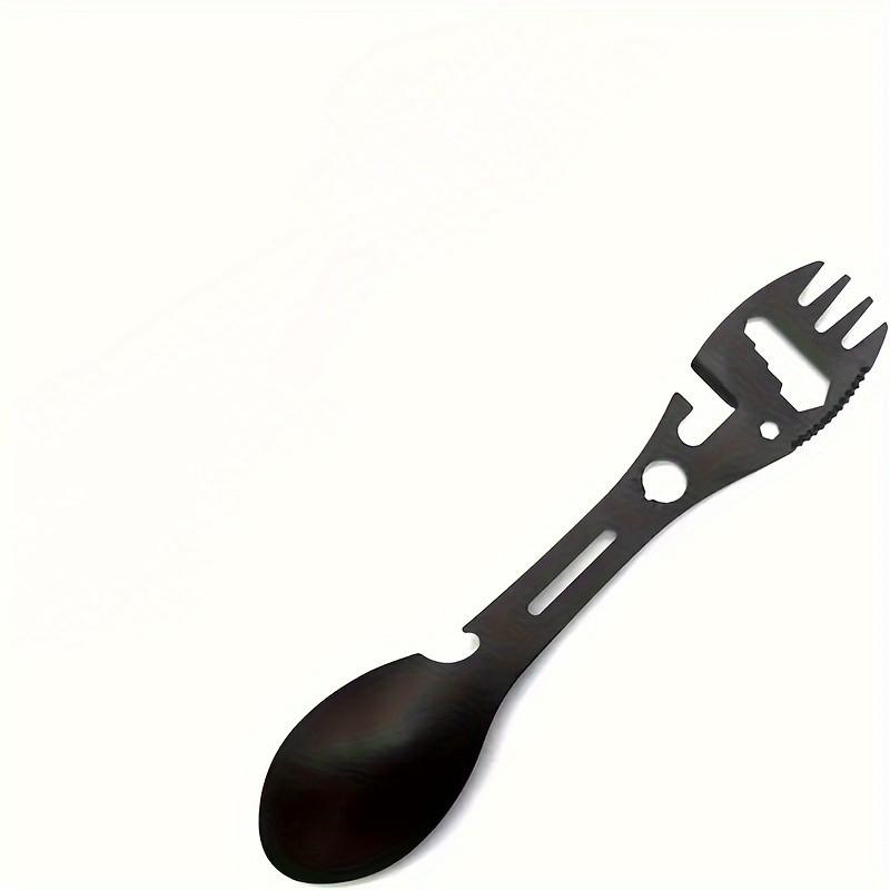 2pcs Stainless Steel Multi-Tool Spoon Set, Includes Bottle Opener, Wrench, Direction Indicator, Ideal for Camping Hiking Backpacking, Camping Kitchenware