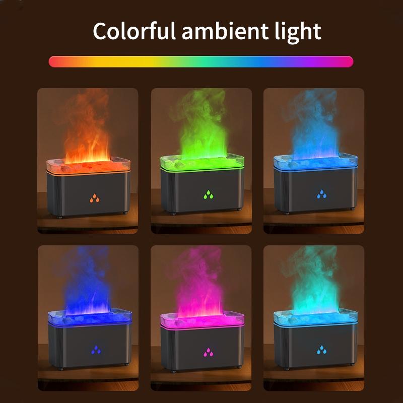 Flame Humidifier Essential Oil Diffuser, Himalayan Salt Lamp with Color Changing Light, Mist Mode, Large Capacity, Humidifier Scent, Perfect Gift