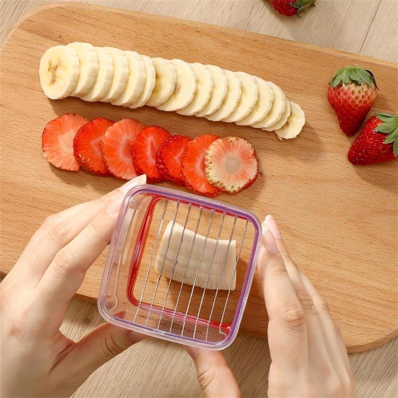 Cup Slilcer, Fruit&Vegetable Fst Cutting Slicer, Kitchen Accessories Stainless Steel Blade Fruit Slicer Cup, Vegetable Chopper, Strawberry Cutter