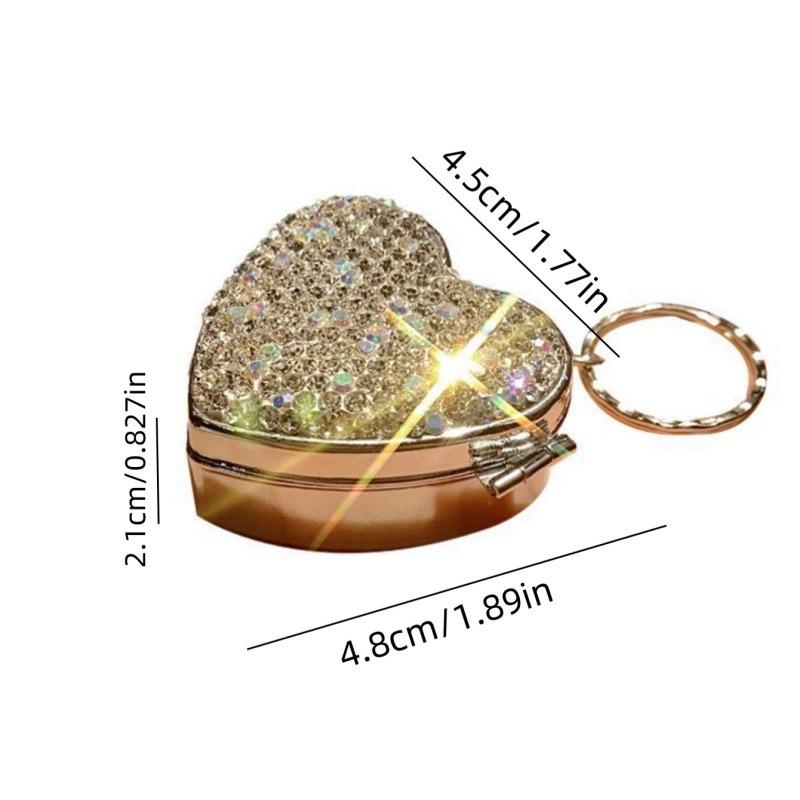 Women's Heart-Shaped Diamond Love Medicine Box - Luxury Rhinestone Metal Body Vitamin Organizer, Compact Leakproof Supplement Organizer with Multiple Compartments, Portable Travel Gear for Outdoor Leisure