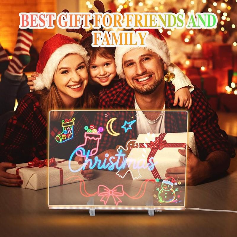 LED Light Drawing Board, Rechargeable LED Drawing Tablet, 13.8x10 Inch Night Lamp, 4 Modes & 7 Colors, Kids Gift, Enlightenment Drawing Board