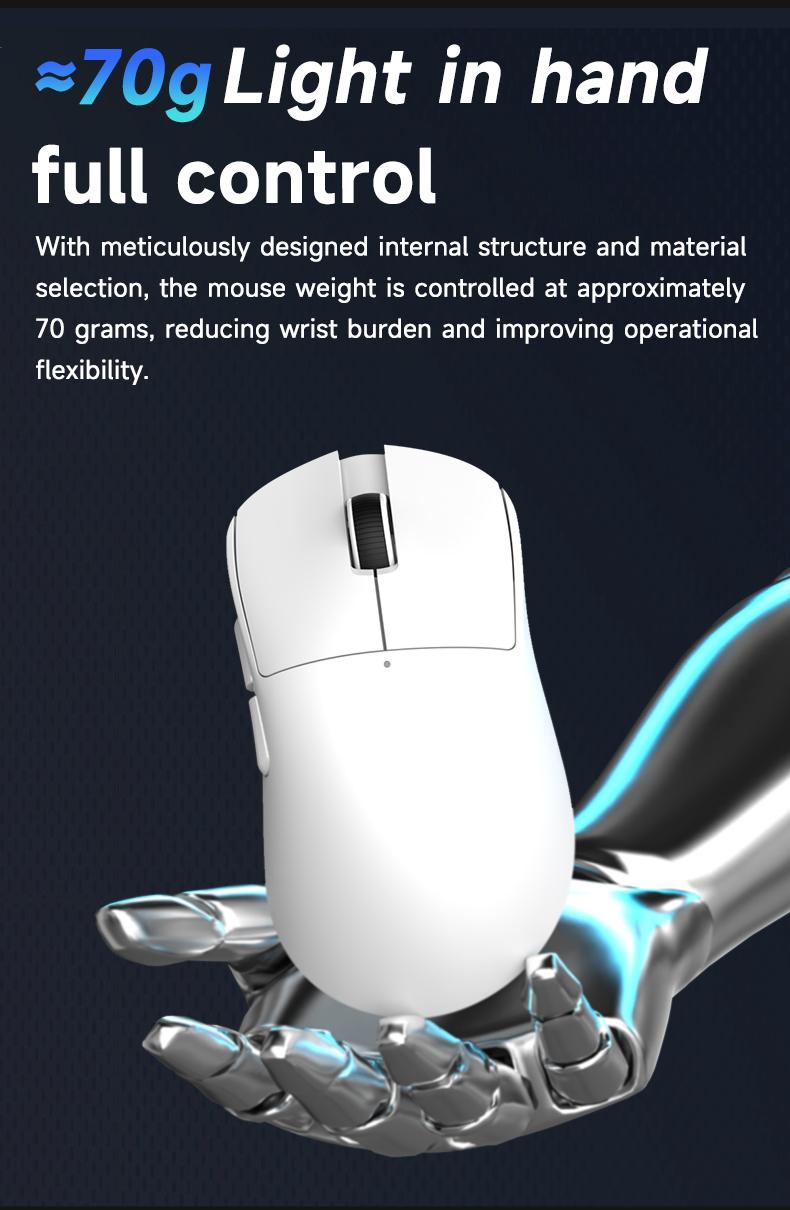 Mage Nj08 Tri-Mode Wireless Mouse, / Options, Ergonomic Design, Durable Build Quality, Ideal for Gaming & Office Use, Computer Gaming Mouse